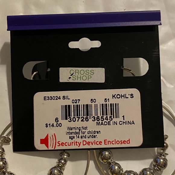 Apt. 9 Dangling Silver Double Hoops NEW on Card - Picture 3 of 7